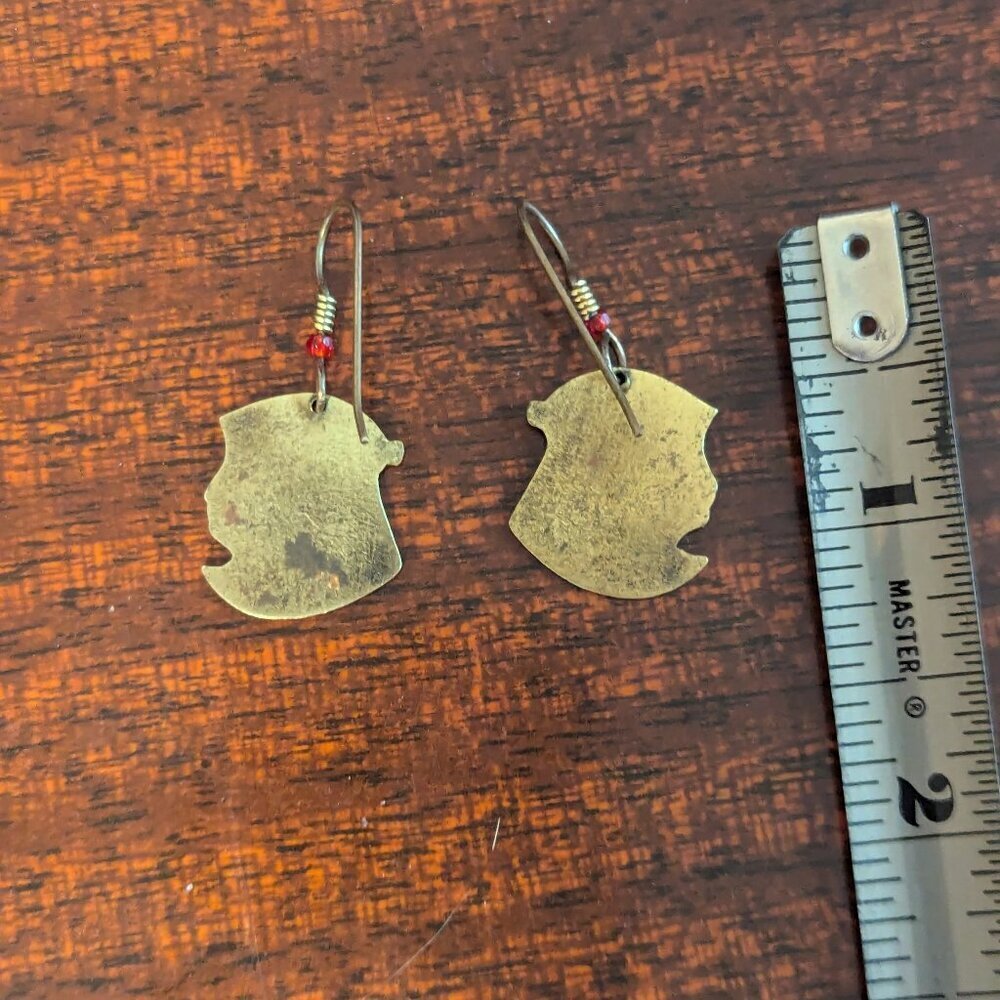 Vintage Egyptian Earrings Priestess Dangle Gold Costume Statement Jewelry Boho - Picture 3 of 4